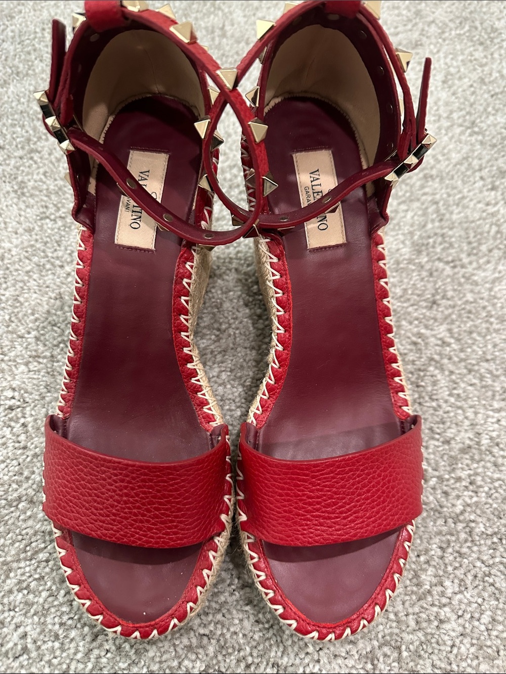 Valentino Garavani Rockstud Espadrille Wedge Sandal.